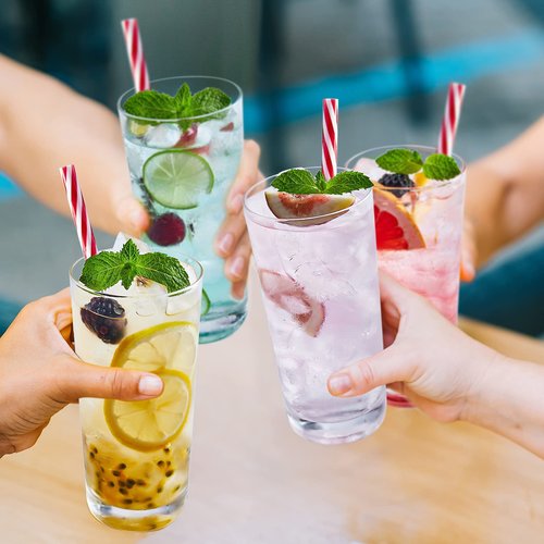 Drinking Glasses Set of 6, 16 oz Tall Drinking Glasses Highball Glassware, Borosilicate Glass Crystal Highball Glasses, Tom Collins Bar Glassware, Water Glass Cups for Cocktail, Mojito Bar Glassware