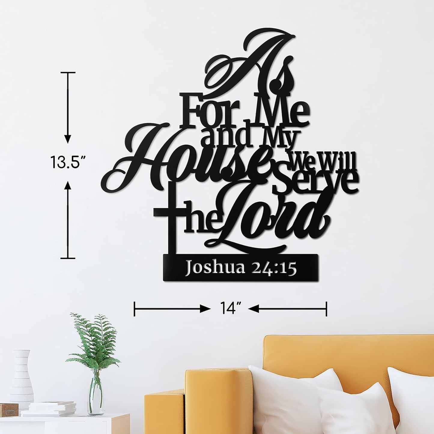 Vivegate Metal Bible Verse Wall Decor - "As For Me And My House" Christian Sign | Black 02