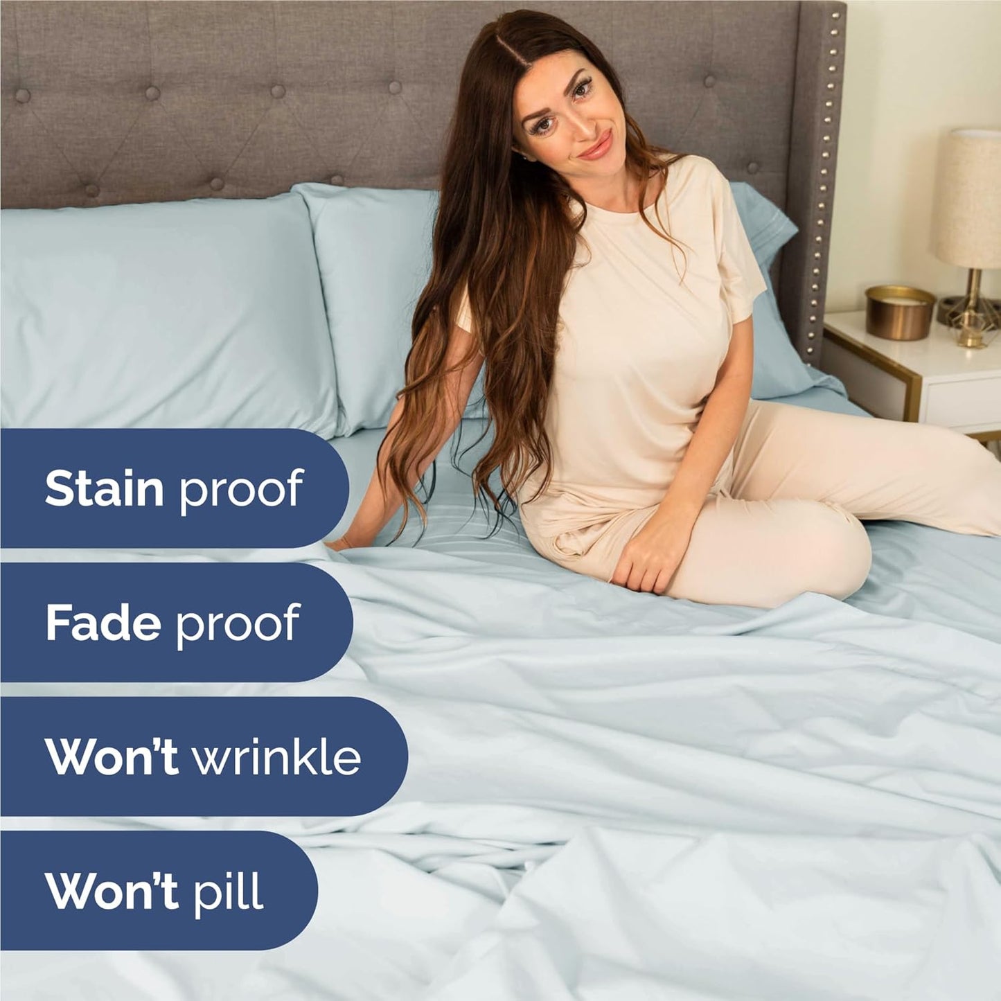 King Size 4 Piece Sheet Set - Ultra-Soft Cooling Bed Sheets | Hotel Luxury Bedding - Ice Blue
