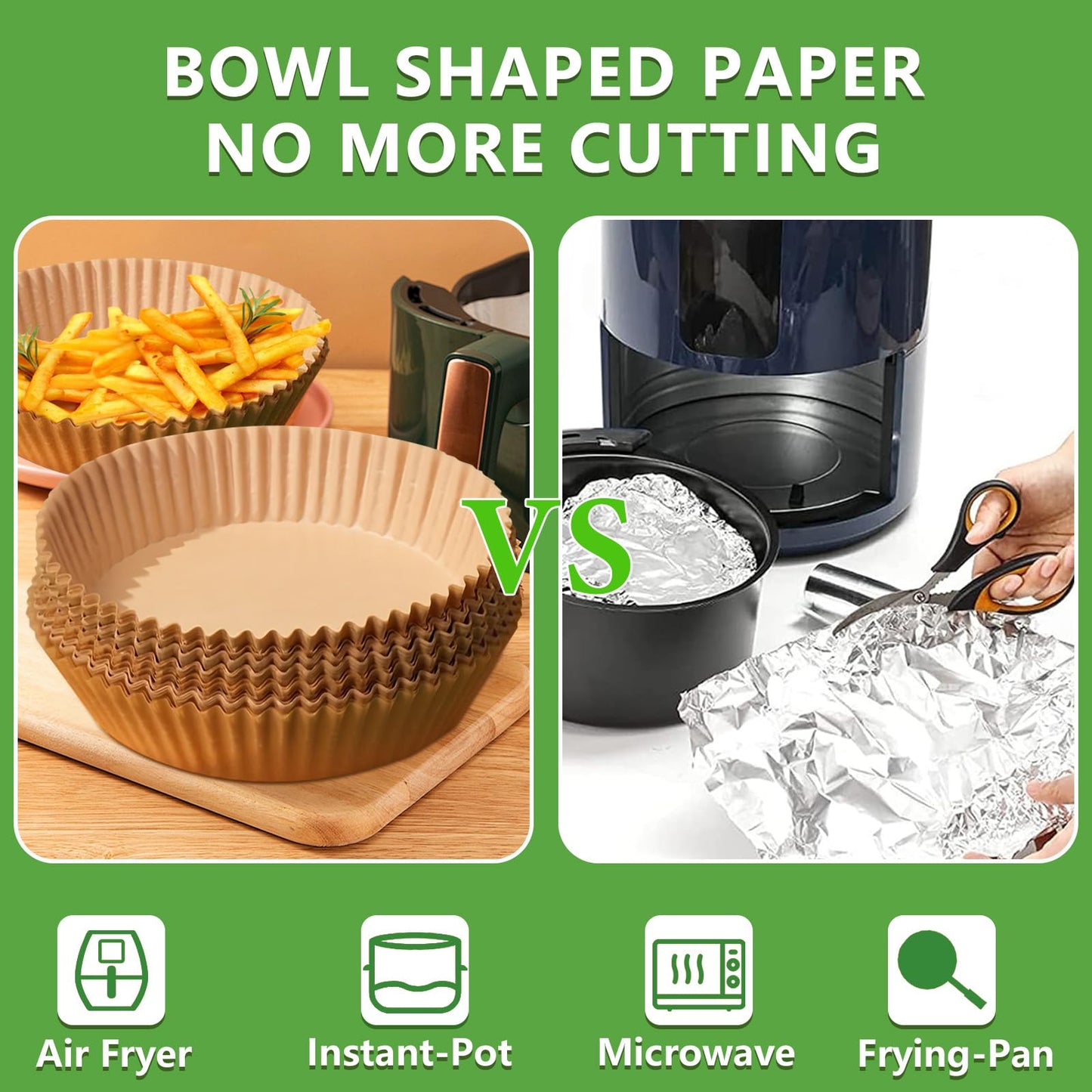 200pcs Air Fryer Disposable Paper Liner, Non-Stick Disposable Air Fryer Parchment Paper Liners, Baking Paper for Air Fryer Oil-Proof, Water-Proof, Food Grade Parchment（6.3" in Bottom, 8" on top）