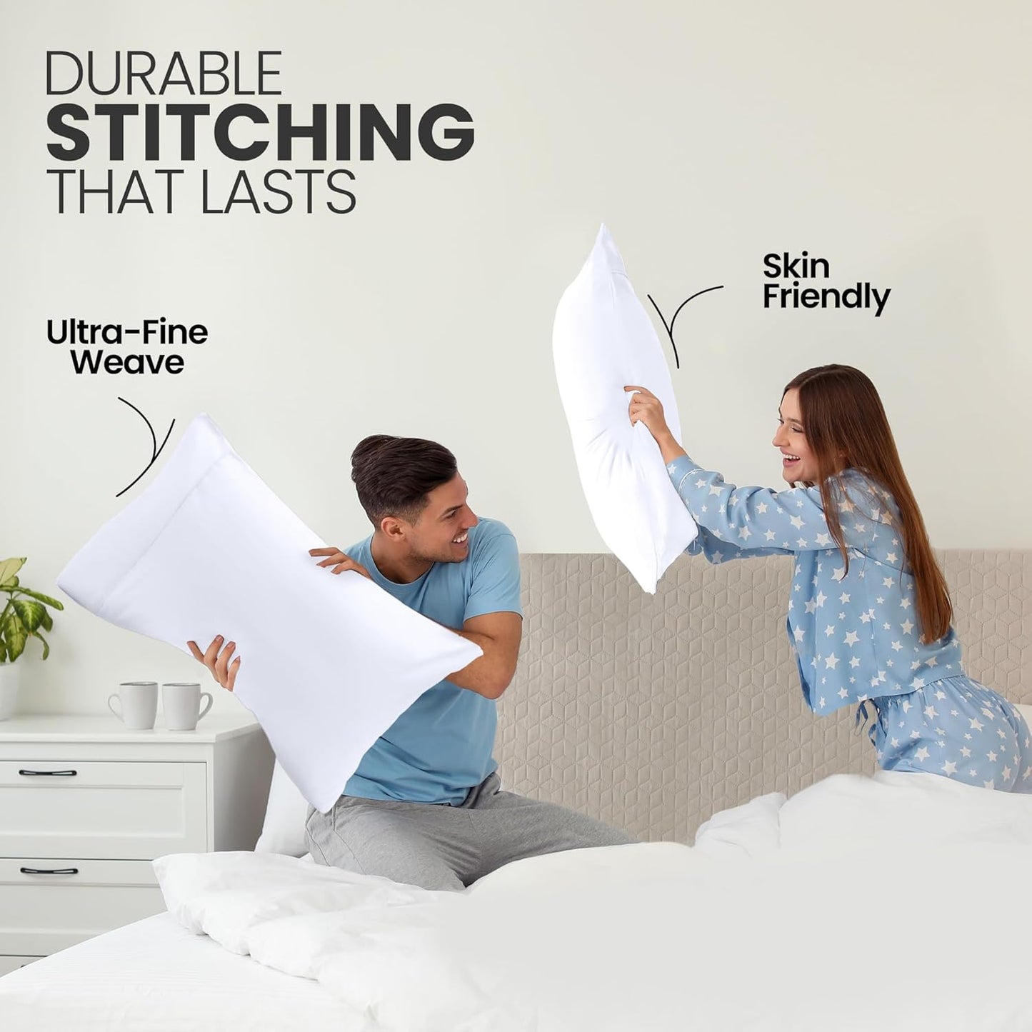 Utopia Bedding Standard Pillow Cases - Soft Brushed Microfiber - 2 Pack, Fade Resistant, 20 X 26 Inches | White
