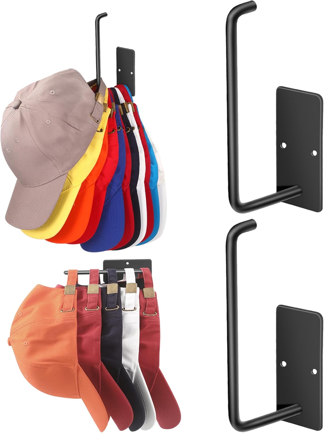 Stainless Steel Hat Racks by [Brand Name] - 2 Pack Adhesive Hooks for Wall | Holds Over 20 Baseball Caps