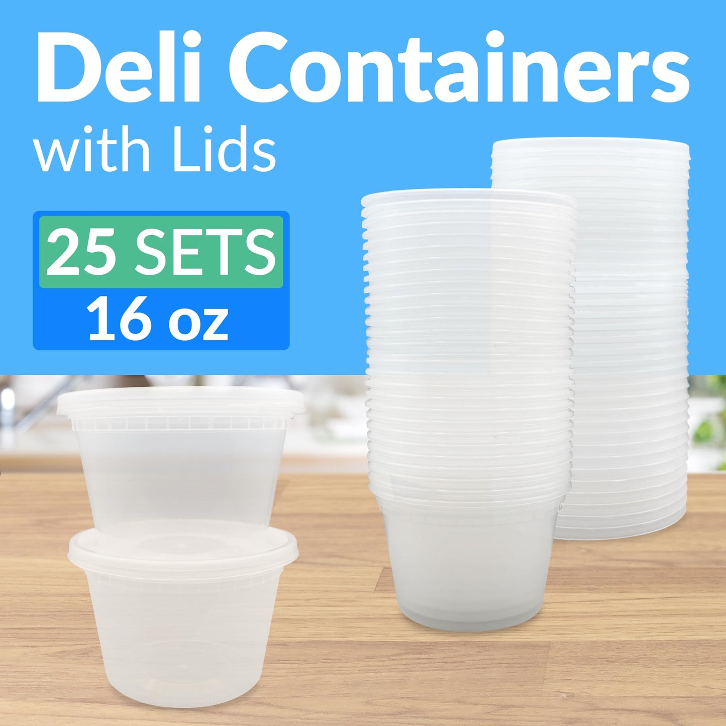 Reli. Deli Containers with Lids (25 Sets) 16 oz Plastic Containers with Lids | To Go, Meal Prep, Food Storage | BPA Free Plastic & Disposable | Microwave, Dishwasher, Freezer Safe
