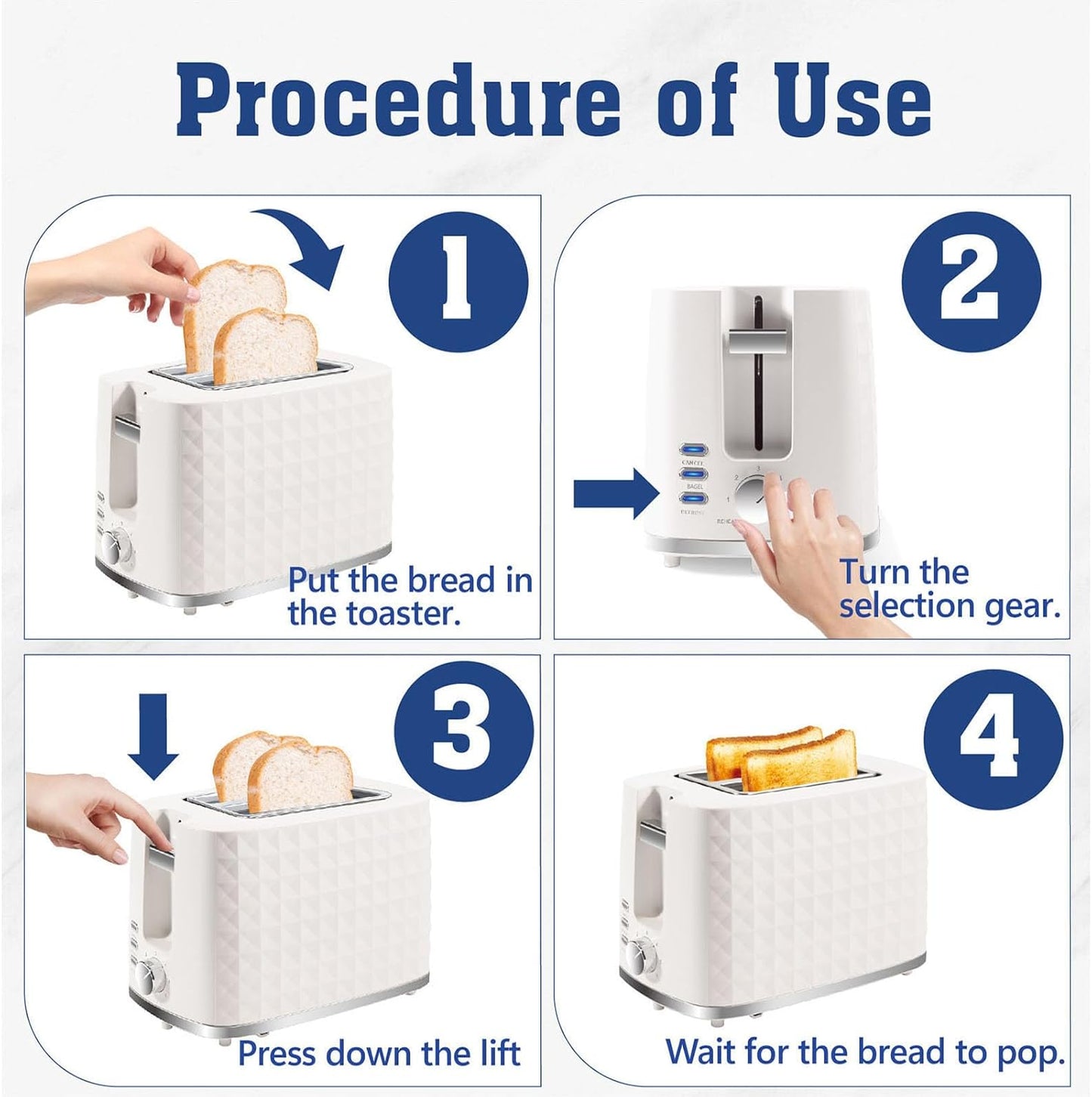 Skiennix 2-Slice Toaster - Wide Slot with Cancel, Bagel & Defrost Functions | Removable Tray & 6 Settings, Beige