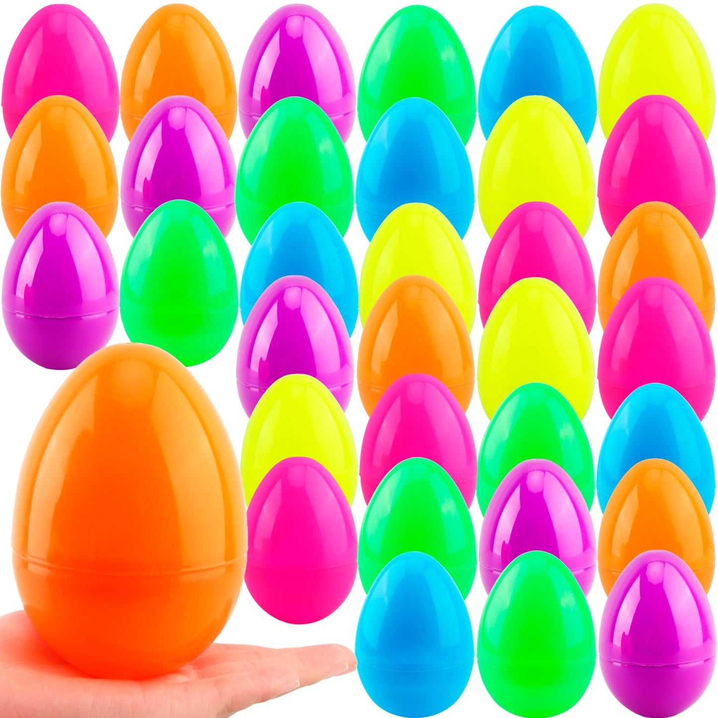 Restroma 42 Pcs 5 Inch Colorful Easter Eggs Bulk Empty Plastic Eggs Large Easter Eggs Fillable for Easter Egg Hunt Surprise Party Favors, 6 Colors