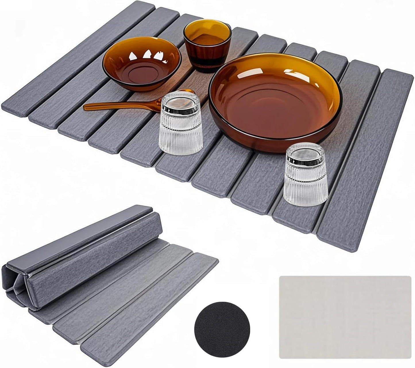 Large Diatomite Kitchen Counter Drying Mat - Quick-Drying & Space-Saving 24”x16” Aesthetic Stone Mat for Dishes