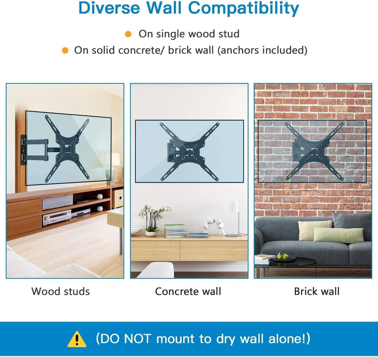 Pipishell Full Motion TV Wall Mount Bracket - Articulating Arms for 24-55 Inch TVs | Max VESA 400x400mm, 66lbs Capacity