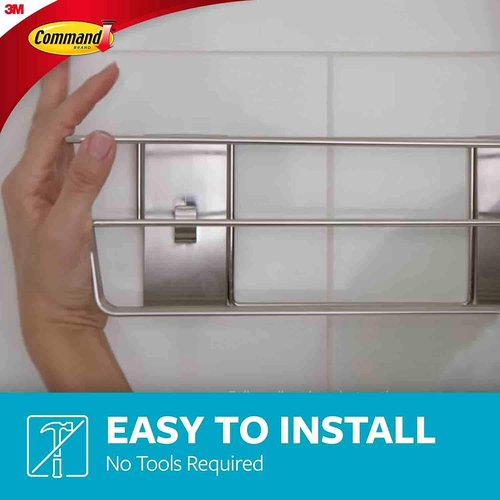 Command | Heavy Duty Shower Caddy - Satin Nickel Finish with 1 Prep Wipe & 4 Water-Resistant Strips