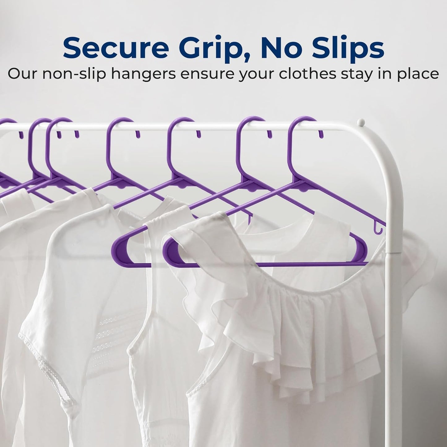 SereneLife Premium Plastic Hangers - Lightweight, Durable Space-Saving Organizers for Clothes | 10 Pack in Purple