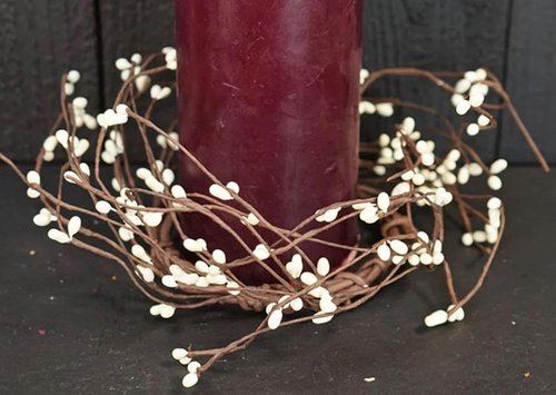 Ivory Pip Candle Ring - 6.5 Inch with 3.5 Inch Center | Cream Berry Spring Decor