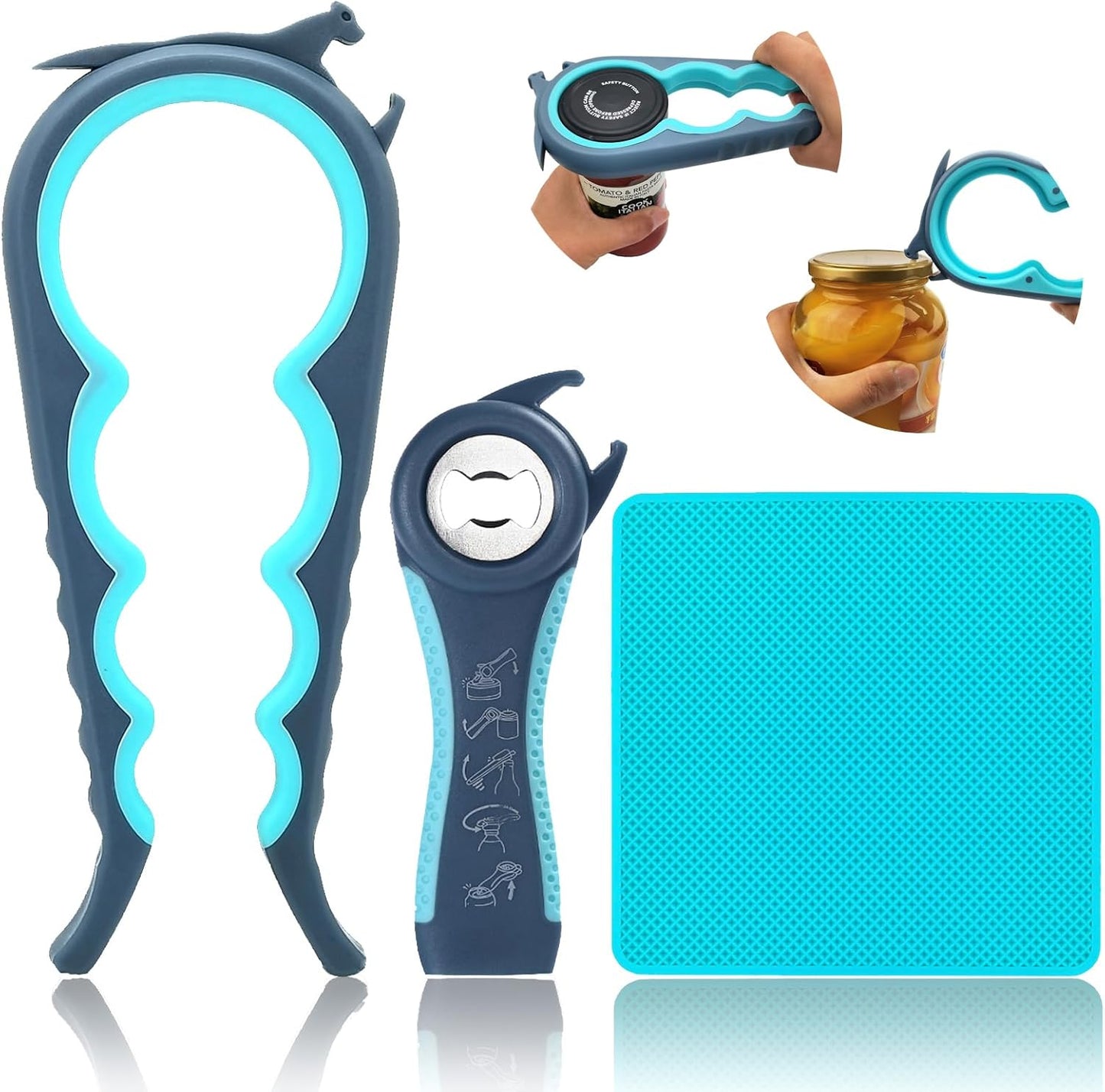 Skiennix 5-in-1 Jar Opener - Rubber Gripper Pad for Seniors with Arthritis | Easy to Use