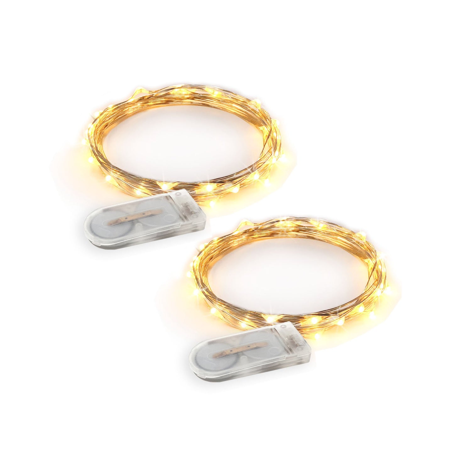 RTGS 2-Pack 20 LED Copper Wire Twinkle Fairy Lights, Battery Powered, Waterproof — Christmas, Holidays, Wedding, Party — Bedroom, Living Room — 6.5 Ft, Warm White, Indoor & Outdoor