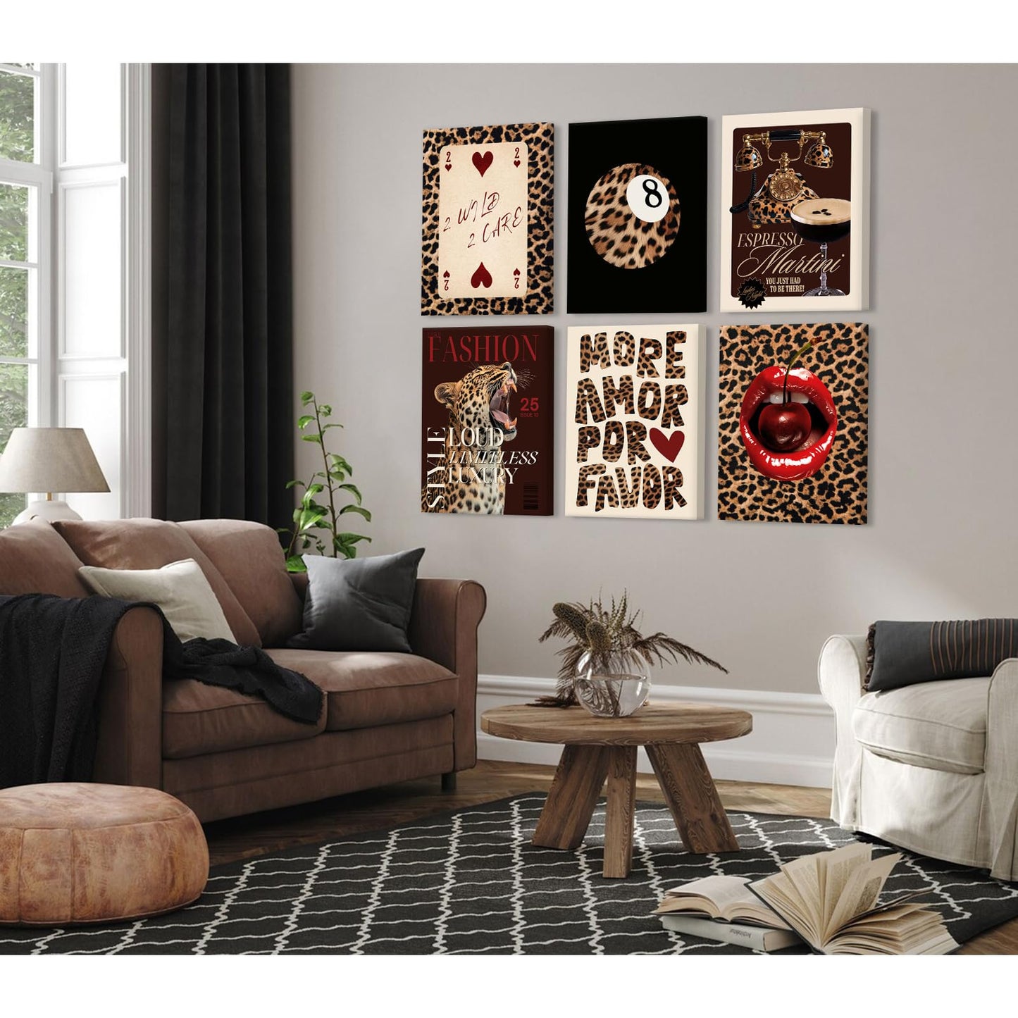 Tendy Leopard Wall Art Cheetah Canvas Prints Leopard 8 Ball Wall Decor Preppy Aesthetic Pictures Fashion Cheetah Poster Y2k Dorm Room Painting Funky Chic Artwork for Bedroom 12x16x6 Inch Ready to Hang