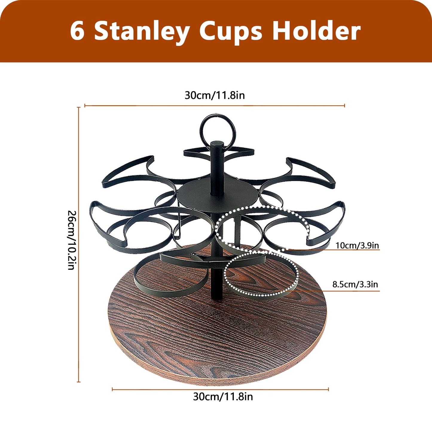 Tumbler Organizer,Ctancifang Rotating Stanley Cup Holder for Cabinet Fits 6 Bottles (40/30 oz), Stanley Organizer with Portable Handle for Kitchen, Camping, Parties,Easy to Grab Cup,Easy to Carry