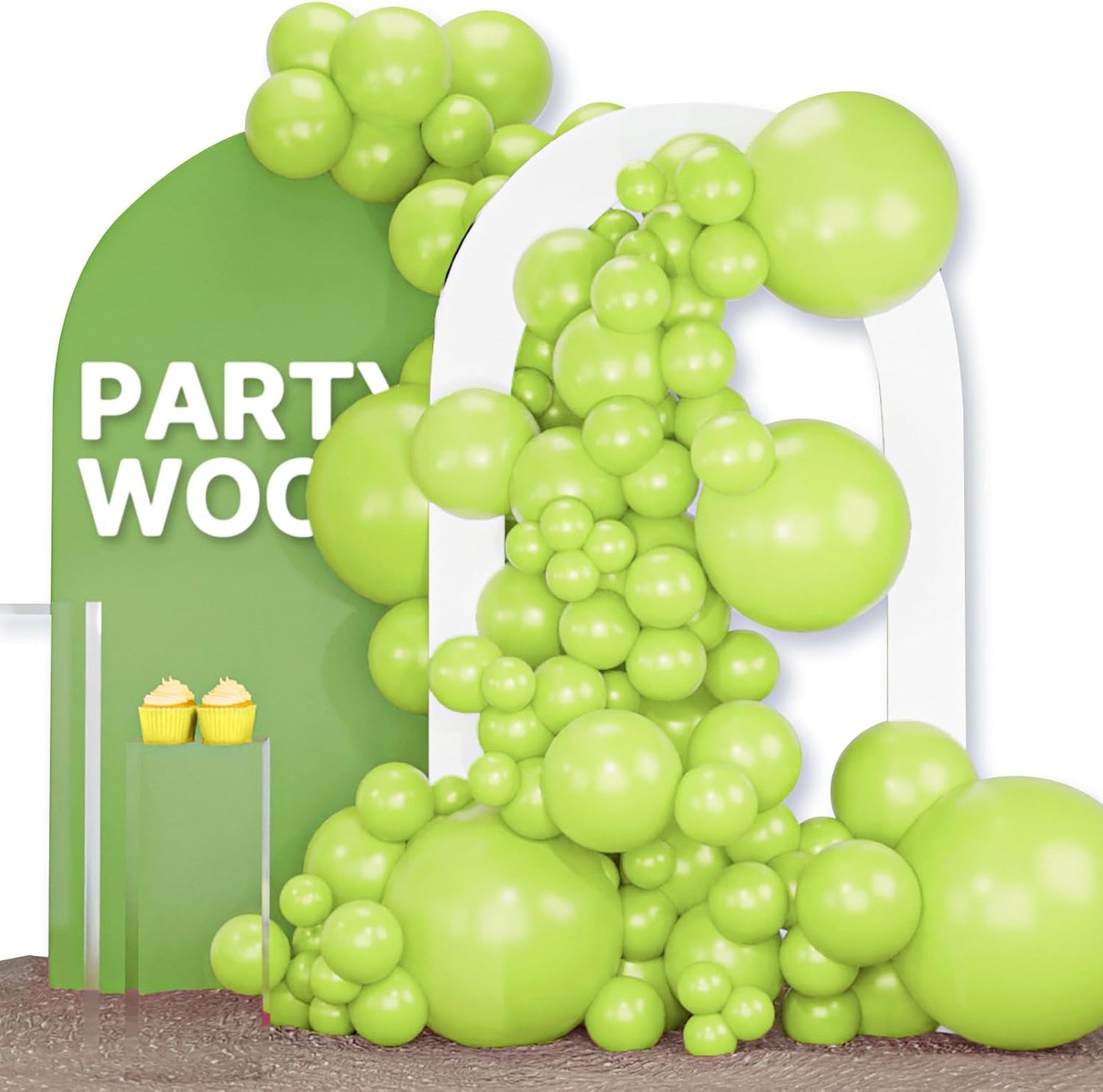 PartyWoo Lime Green Balloons - 120-Piece Latex Balloon Arch Kit for Weddings & Birthdays | Various Sizes