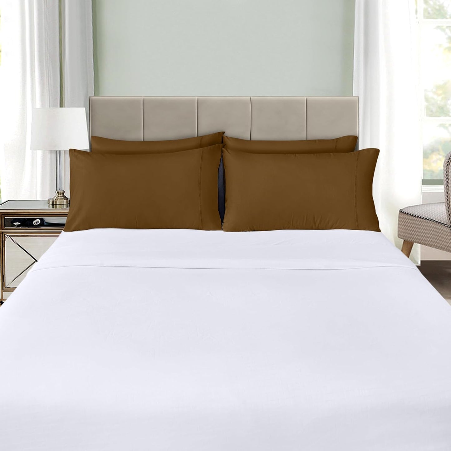 Utopia Bedding King Pillow Cases - 4 Pack Soft Brushed Microfiber - Fade Resistant 20 X 40 Inches | Mocha