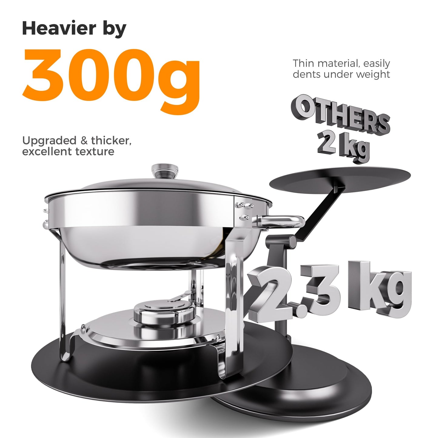 CAMMOO Silver 4 Pack Chafing Dishes for Buffet, 18/8 (304) Stainless Steel Food Pan with Lid, 6QT Round Chafing Dish Buffet Set Food Warmer, Food Warmers for Parties Buffet Catering Events Dinners