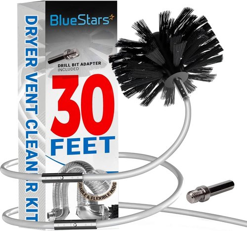 BlueStars Dryer Vent Cleaner Kit - 30 Feet Extendable with Brush & 22 Detachable Rods | Compatible with Most Vacuums