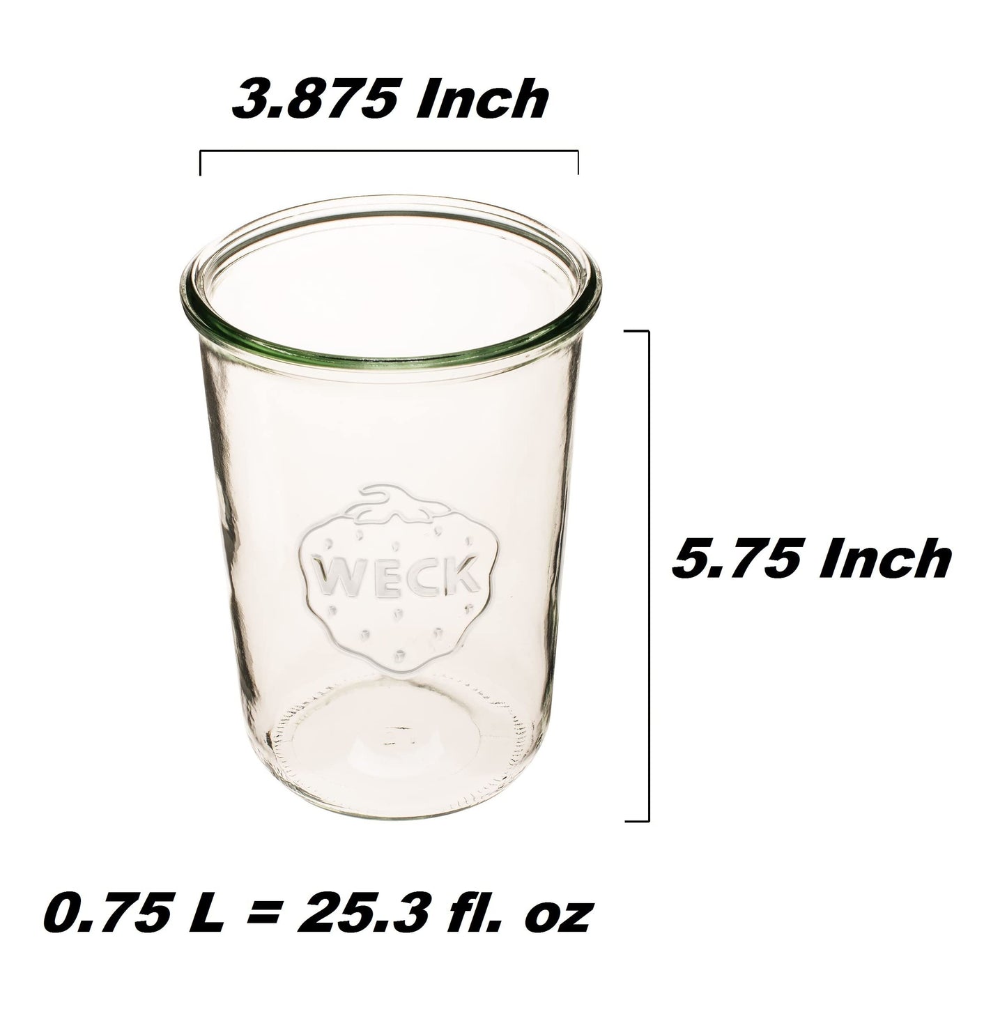 Weck Canning Jars 743-25.3 fl. oz Weck Mold Jars - Eco-Friendly Canning Jar - Storage for Food, Yogurt with Air Tight Seal and Lid - 3/4 Liter Tall Jars Set - Set of (2 Jars with Wooden Lids)