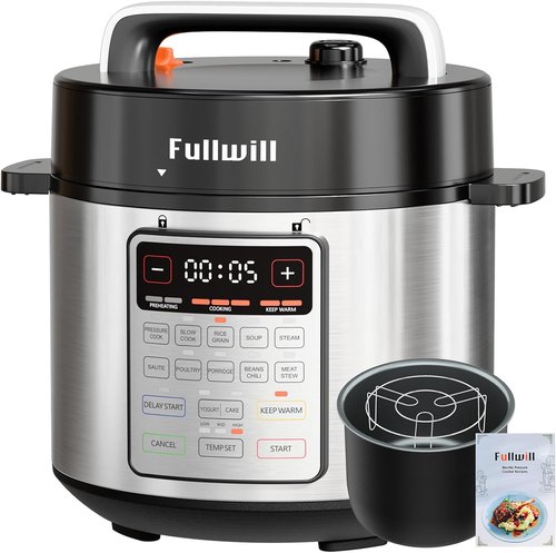 Fullwill 9-in-1 Electric Pressure Cooker - 12 Presets Multi Cooker, 6 Quart Nonstick Pot & More