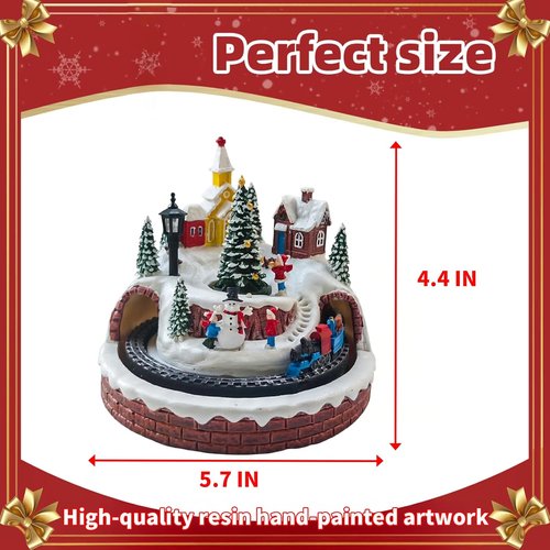 Christmas Village Decoration - Spinning Train & Tree, Musical Collectible with LED Lights & Timer Function