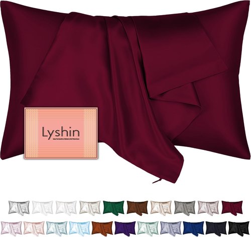 **Skiennix Mulberry Silk Pillowcase - King Size, Hidden Zipper, Breathable Cooling for Hair & Skin | Burgundy Red**
