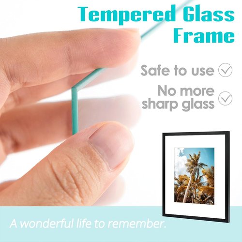 Frametory 16x20 Black Picture Frame - Display 11x14 Photos with Mat - High Definition Glass & Wide Molding
