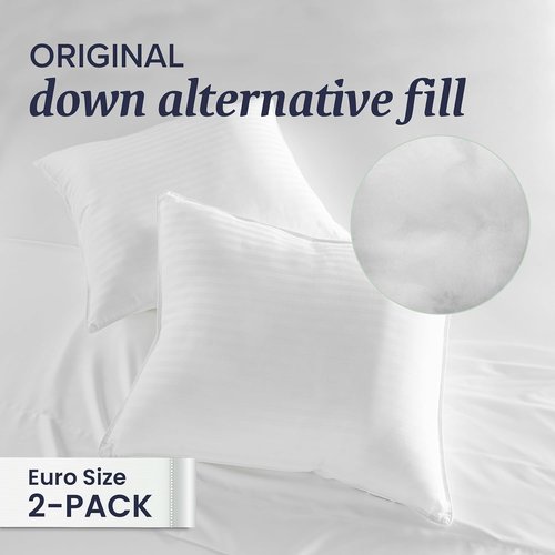 Beckham Hotel Collection Euro Size Throw Pillows - Set of 2 | 26 x 26 Down Alternative Inserts for Bed & Couch