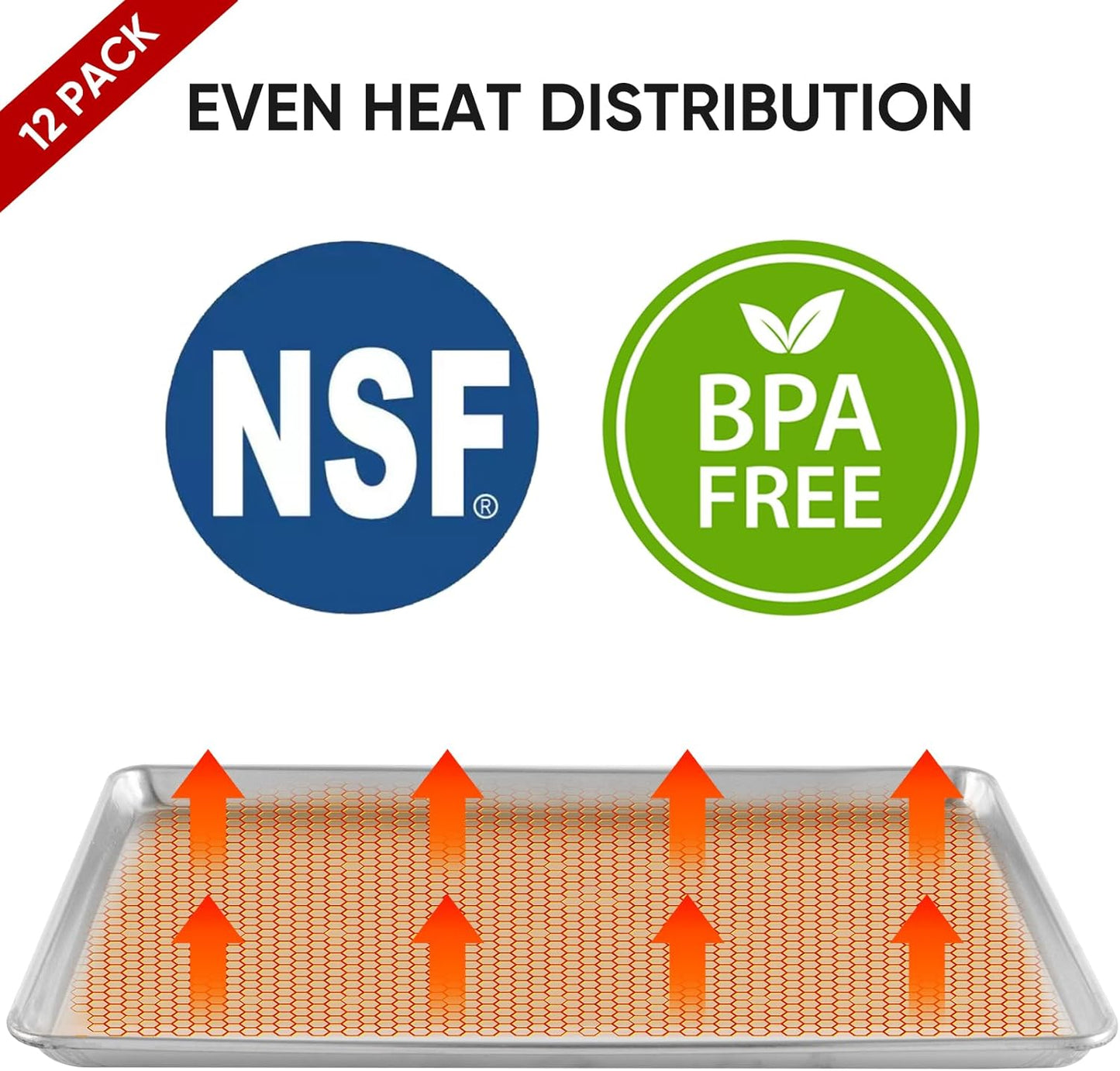 TENUP 12 Pack Aluminum Full Sheet Pans - Heavy Duty Baking Trays, 26" x 18", Warp-Resistant & Rust-Free