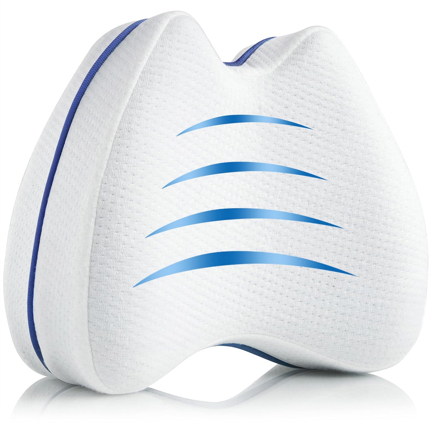 QISHFEN Knee Pillow for Side Sleepers Hip Pain Memory Foam - Leg Pillow for Side Sleeping Back, Sciatica, Knee Pain Relief - Side Sleeper Pillows with Washable Cover (2 Pack)