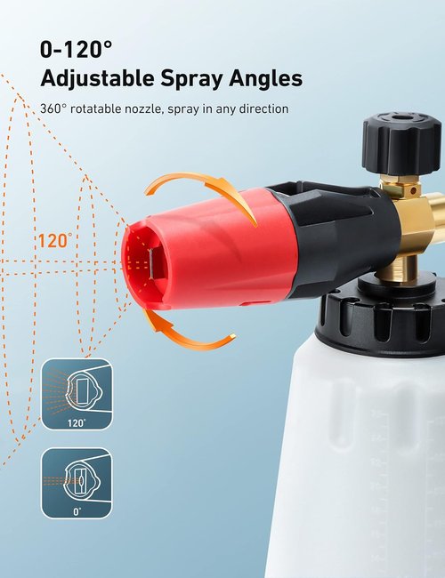 AstroAI Foam Cannon - Heavy Duty Car Foam Blaster with Adjustable Snow Foam Lance | 1L Bottle