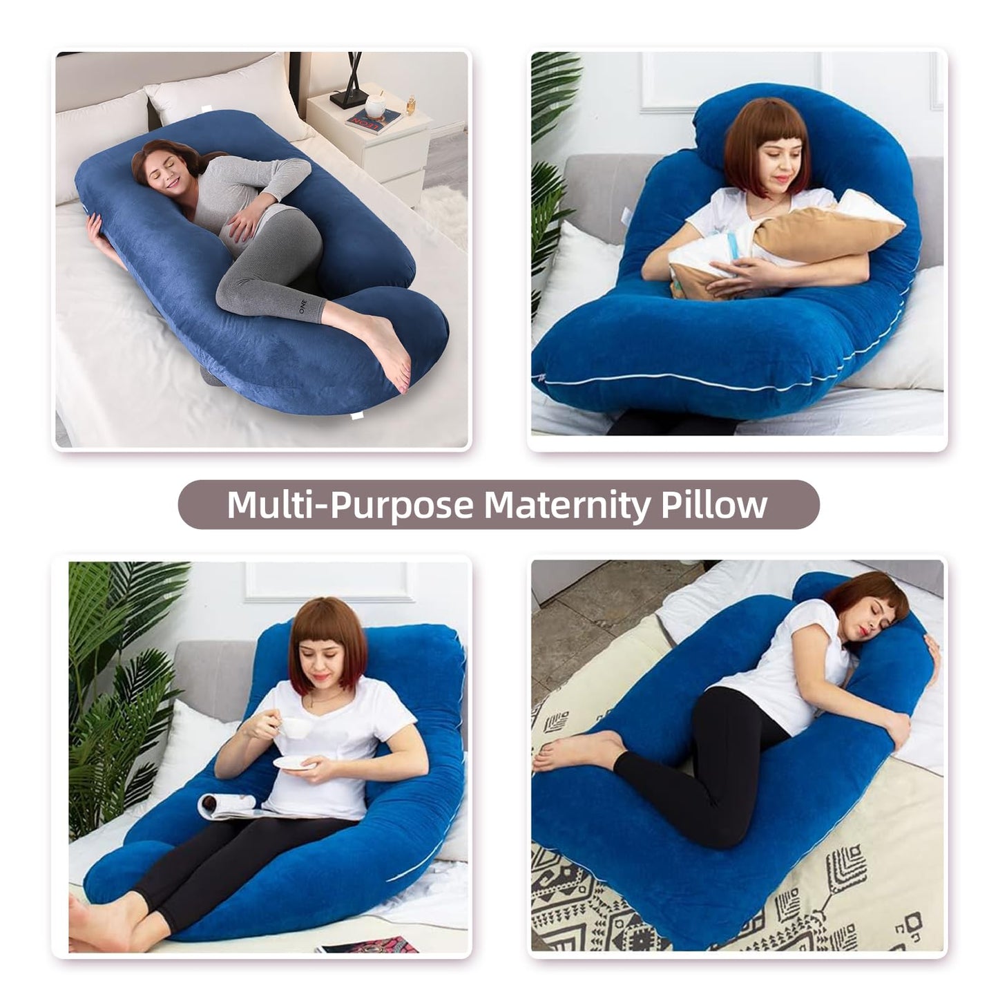HychYAYA 60 Inch Full Body Pregnancy Pillows for Sleeping Cooling Pregnancy Pillow,U Shaped Pregnancy Body Pillow,Maternity Pillows for Pregnant Women with Removable Washable Velvet Cover.(Blue)
