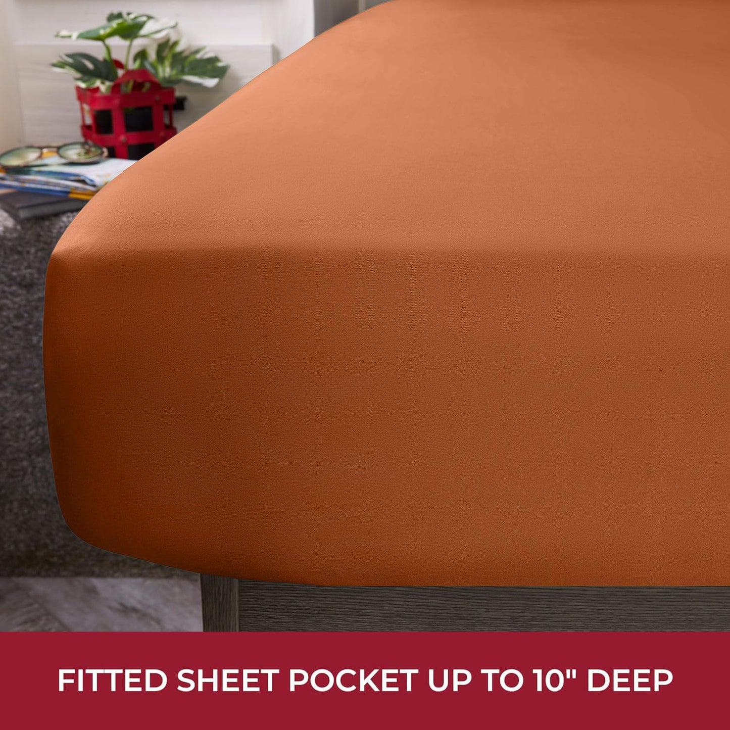 Mellanni RV Short Queen Sheets - Luxury 4 PC Bedding Set | Extra Soft, Cooling, Deep Pocket (Terracotta)