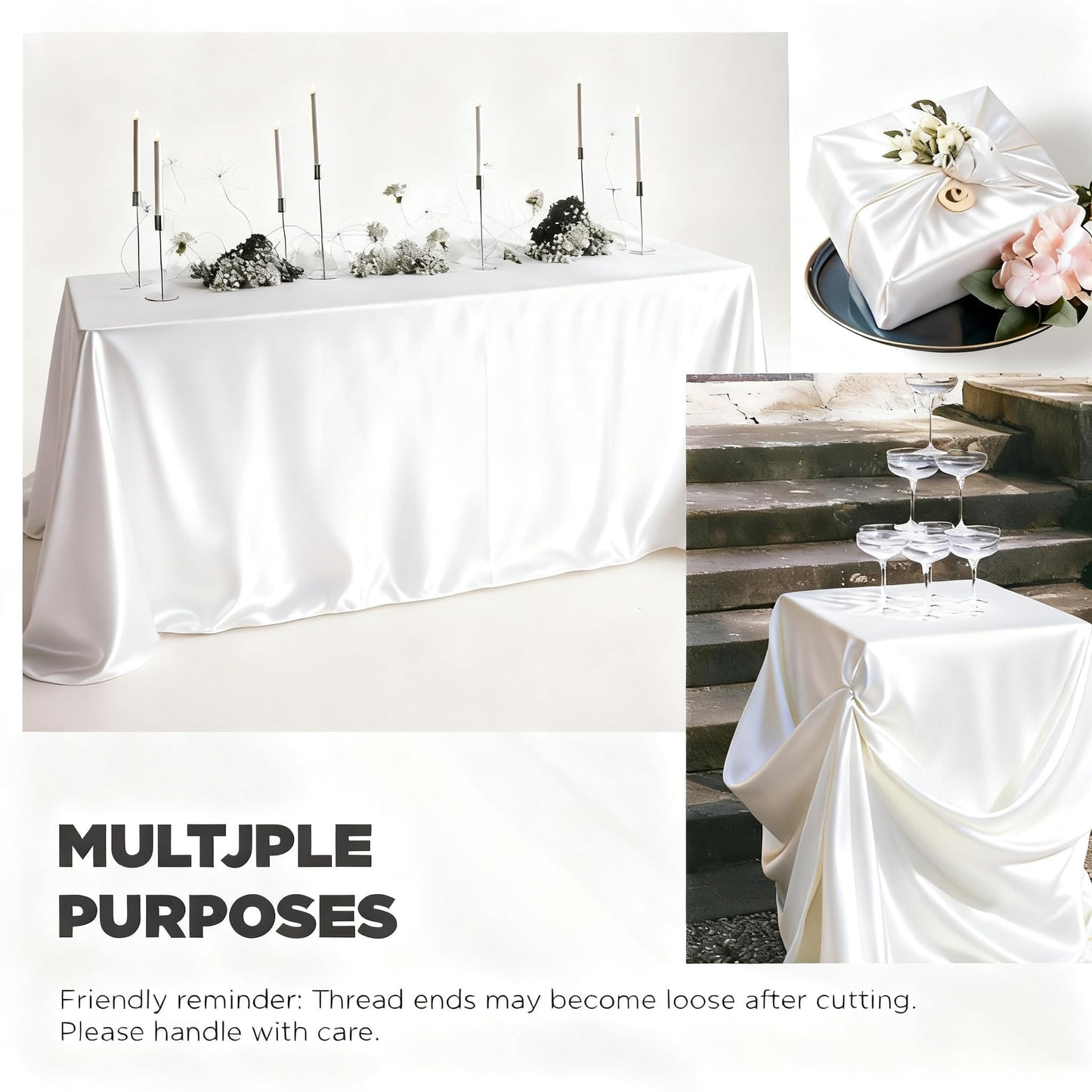 White Tablecloths for Rectangle Tables 10 Pack 60 x 126 Inches Reusable and Washable Table Clothes for 6-8 Ft Tables Polyester Fabric Wrinkle Resistant Heat Proof Table Covers for Wedding Party