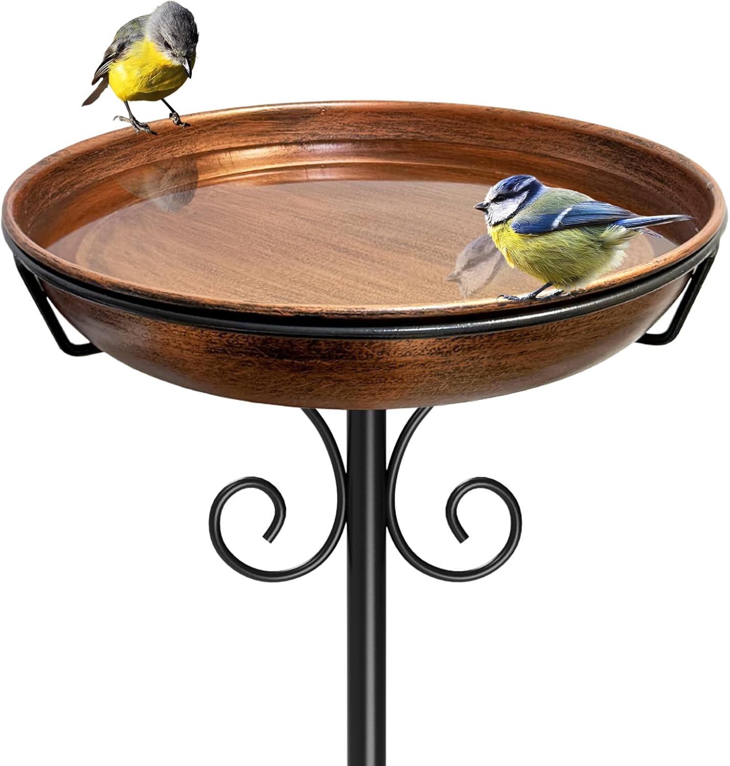 Skiennix 38-Inch Freestanding Bird Bath - Detachable Feeder Bowl with Sturdy Metal Stake | Vintage Bronze Finish
