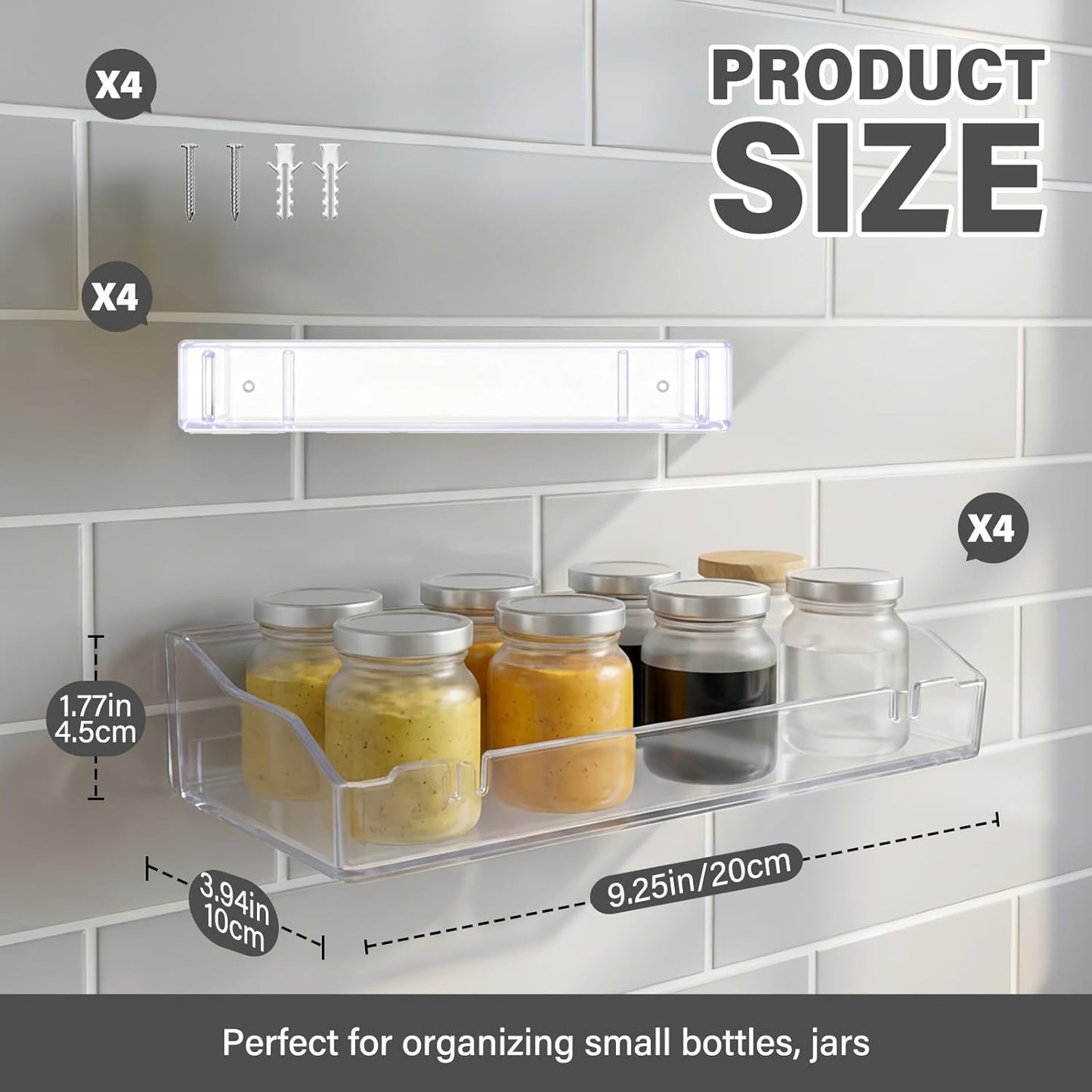 Skiennix Clear Acrylic Floating Shelves - Versatile Wall-Mounted Organizer for Bathroom, Kitchen & Living Room