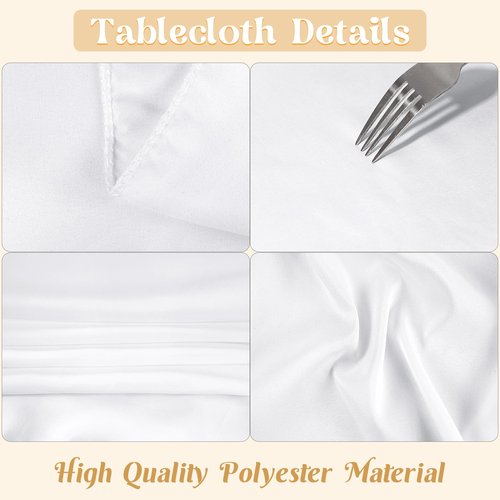 HAISIWLKJ 2 Pack 60 x 102 Inch White Rectangle Tablecloth for 6 Foot Table Washable Reusable Outdoor Polyester Fabric Decorative TableCover for Dining Table, Buffet, Camping, Baby Shower, Party