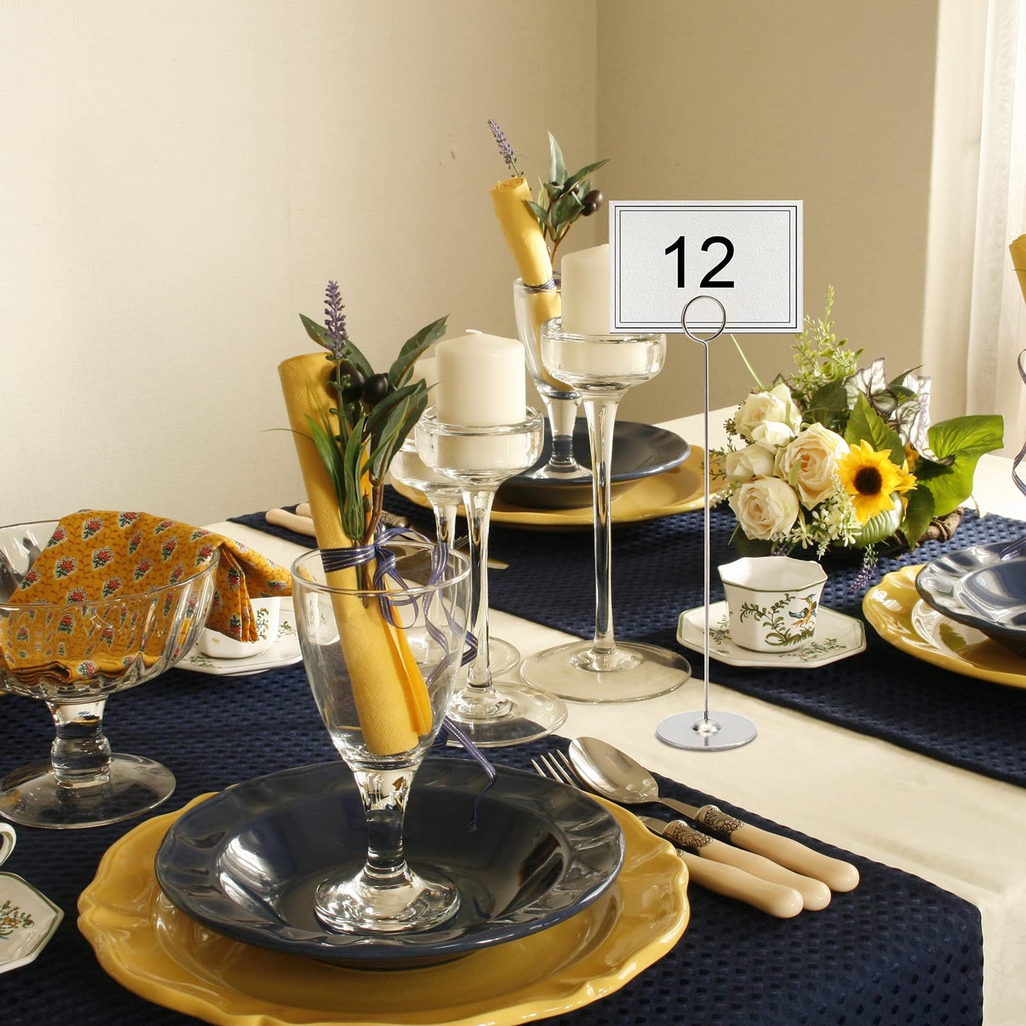 Tosnail 12 Pack 12" Tall Stainless Steel Table Number Holder, Table Card Holder Stand, Place Card Photo Display