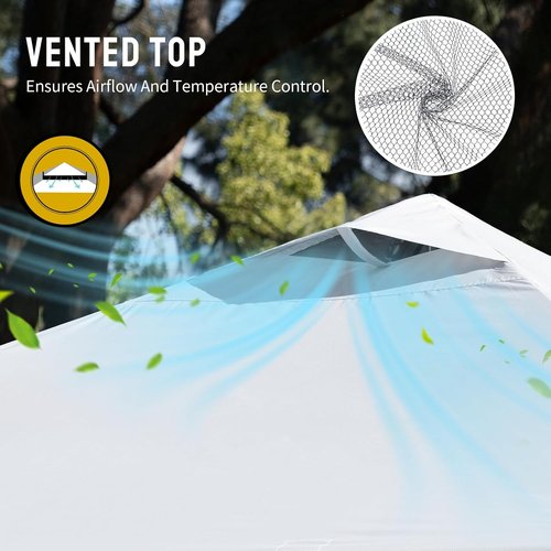 CROWN SHADES 10x10 Pop Up Canopy - Patented One Push Lock System with Storage Bag & Accessories | White