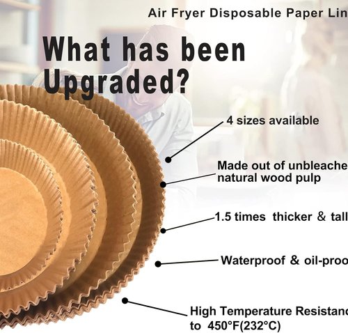 Gourmia Air Fryer Disposable Paper Liners - 200 Pcs, 9 Inch Round Parchment for 4/5/6 Qt Air Fryers