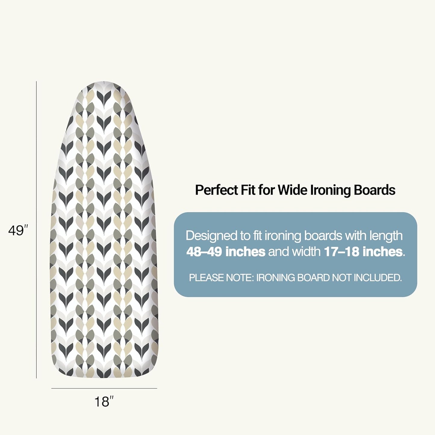 UniSimp Ironing Board Cover - Extra Thick Natural Cotton, Scorch & Stain Resistant | 18"x49" Foliage Design