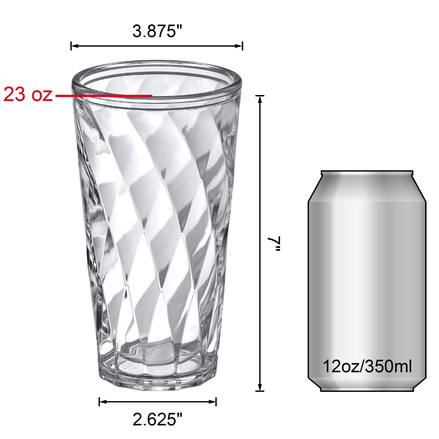 Amazing Abby - Alps - 22-Ounce Insulated Plastic Tumblers (Set of 4), Double-Wall Plastic Drinking Glasses, All-Clear High-Balls, Reusable Cups, BPA-Free, Shatter-Proof, Dishwasher-Safe
