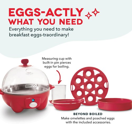 DASH Rapid Egg Cooker - 7 Egg Capacity Electric Cooker for Hard Boiled, Poached, Scrambled Eggs & Omelets