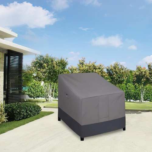 Easy-Going Waterproof Outdoor Chair Cover - Heavy Duty Windproof Furniture Protection | 2 Pack (33.5"Wx31.5"Dx36"H, Gray/Dark Gray)