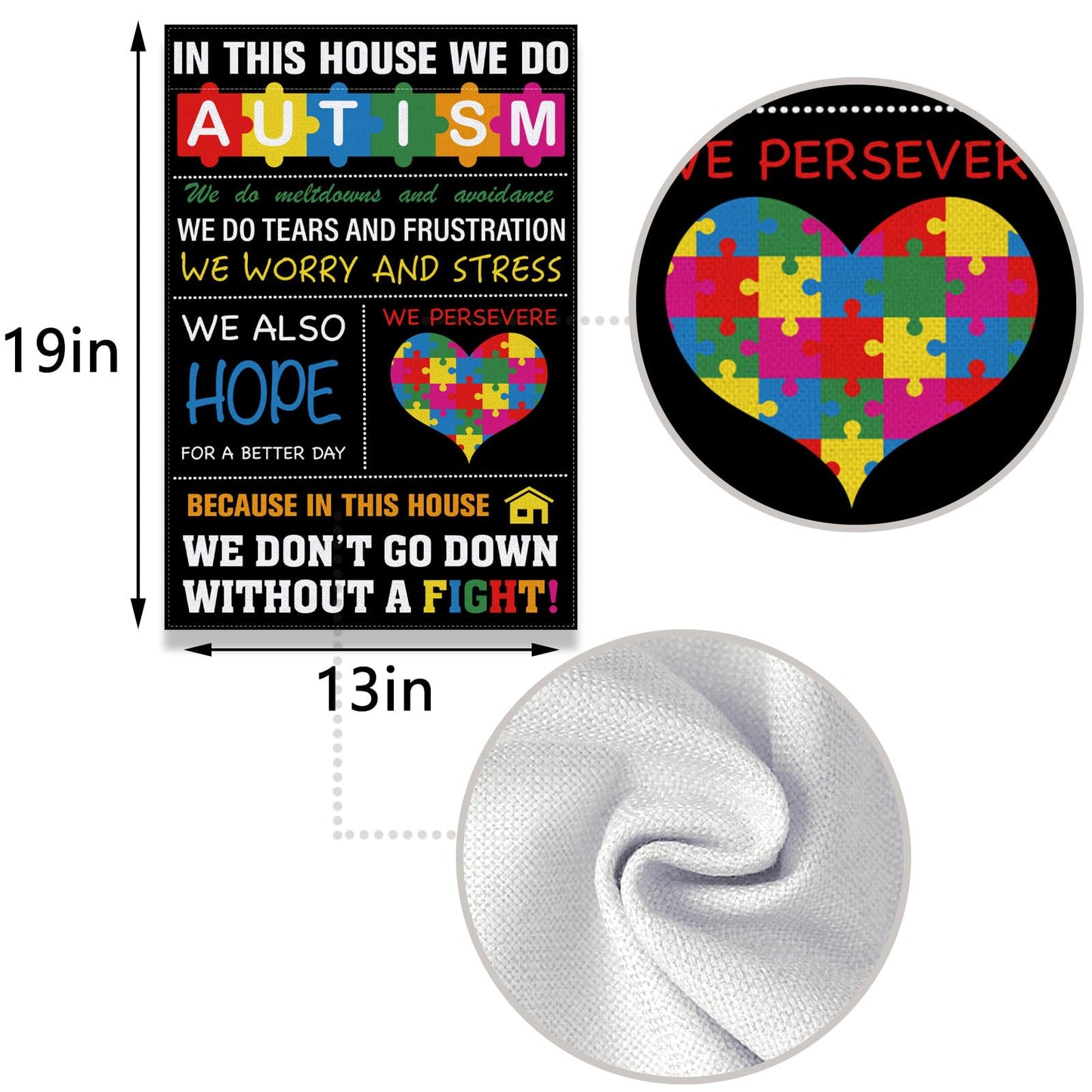 Autism Awareness Garden Flag Puzzle Piece Inspirational Support April Decoration Vertical Double Sized Yard Outdoor Decor