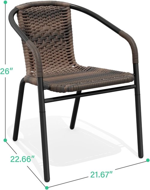 JEAREY Rattan Dining Chairs Set of 4 - All-Weather Stackable Outdoor Seating for Lawn & Garden, Brown