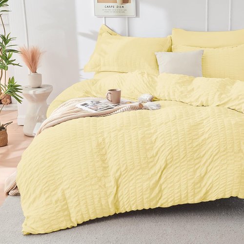 HYMOKEGE Yellow Twin Comforter Set - 5-Piece All-Season Luxury Bedding in a Bag with Sheets & Pillowcase