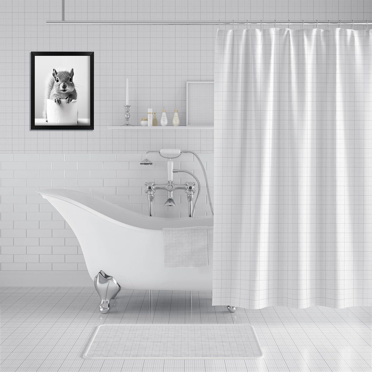 Skiennix Funny Bathroom Art - Aesthetic Black and White Framed Wall Decor | Perfect for Any Bathroom