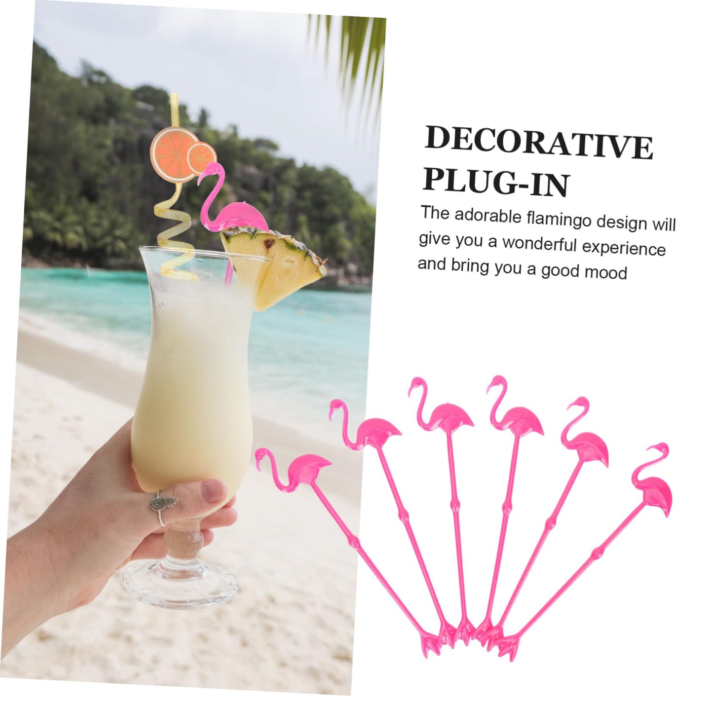 SHOWERORO Flamingo Stirring Rods 12 Pcs Plastic Cocktail Swizzle Sticks 8.5 Inch Beverage Mixers for Parties Bars Home Entertaining