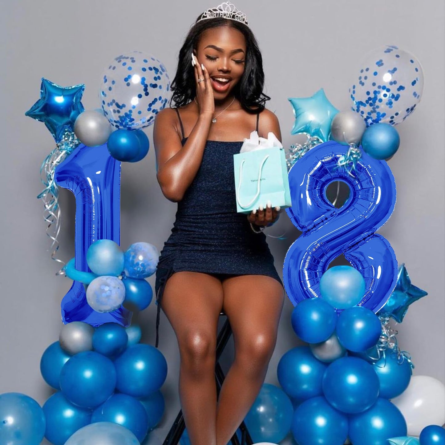 Number Balloons Navy Blue Balloons - Giant Number 10 Balloon, 10 20 30 40 50 Numbers Balloon Birthday Decorations, Blue Party Supplies for Boy Men